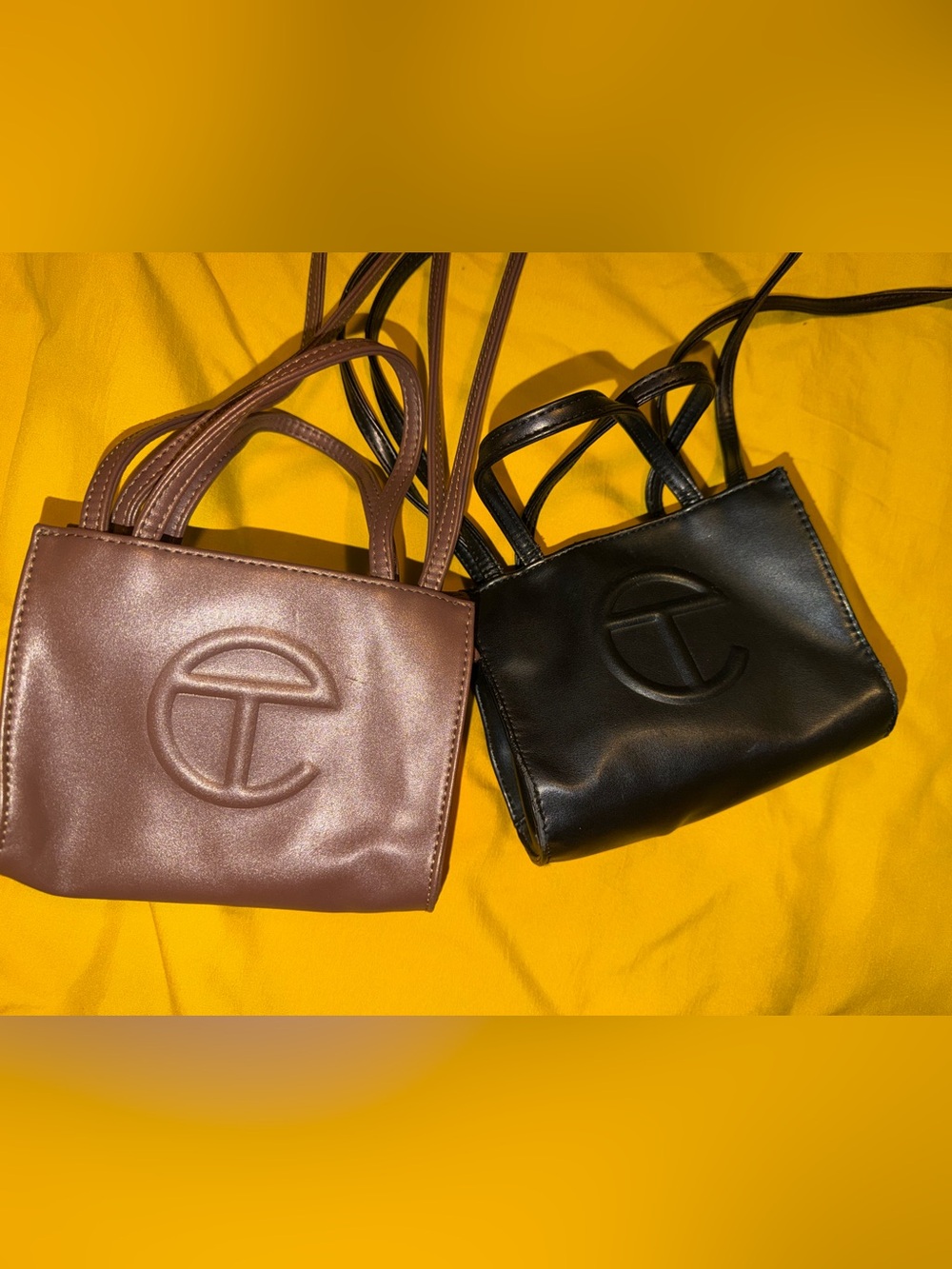 TELFAR Women's Small Tote Bag with Embossed Logo - Brown and Black